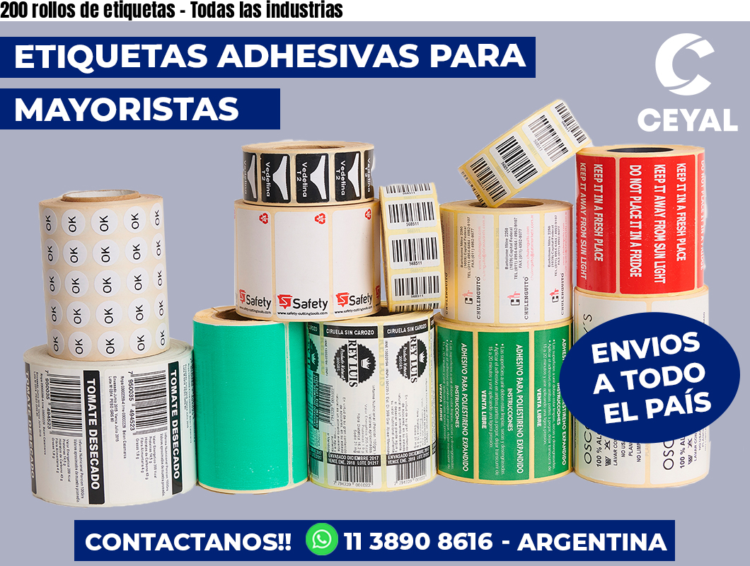 200 rollos de etiquetas - Todas las industrias