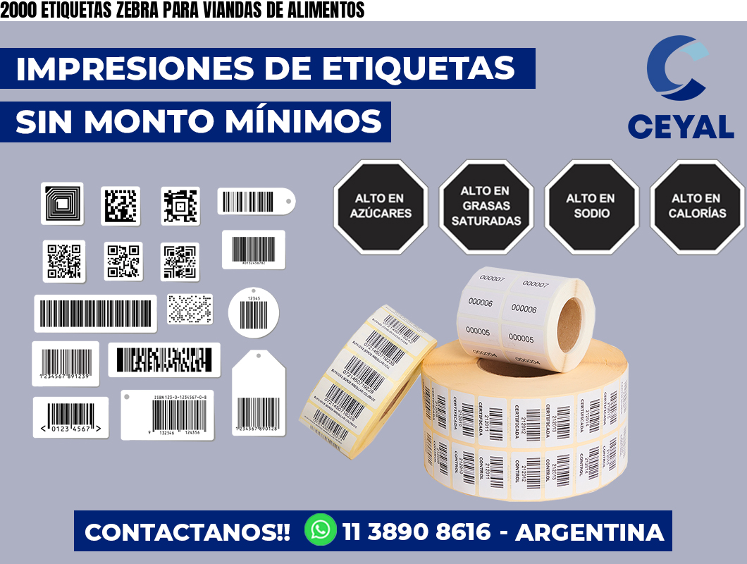 2000 ETIQUETAS ZEBRA PARA VIANDAS DE ALIMENTOS