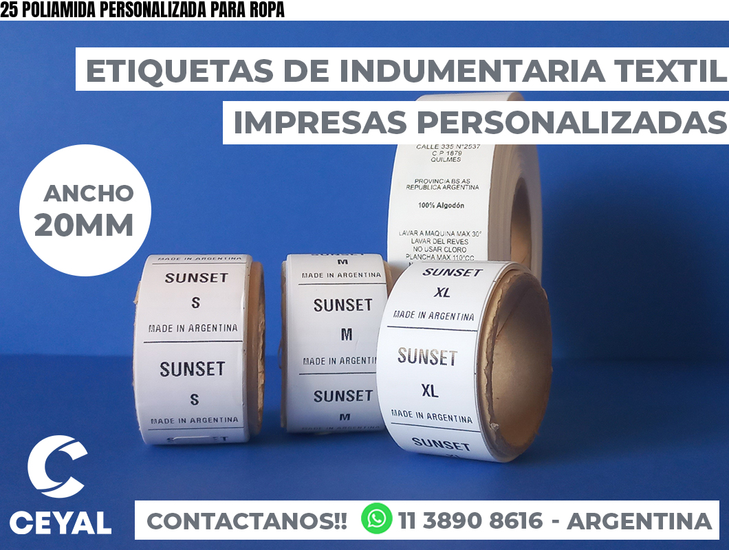 25 POLIAMIDA PERSONALIZADA PARA ROPA