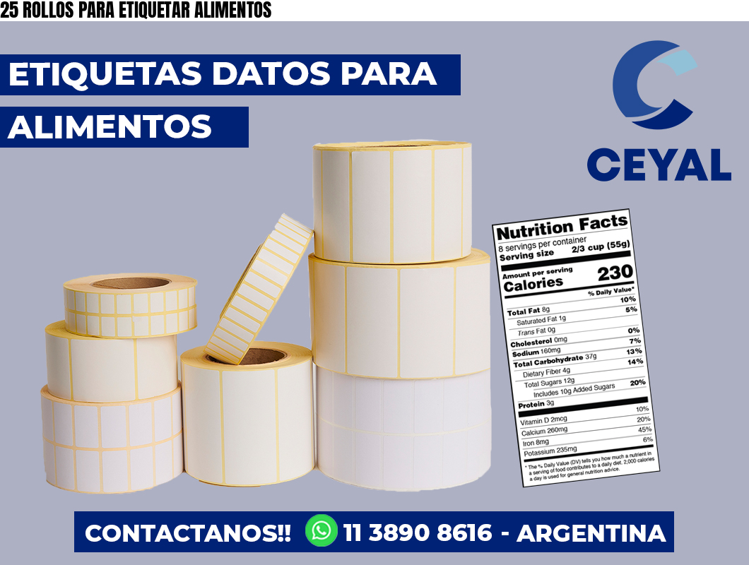 25 ROLLOS PARA ETIQUETAR ALIMENTOS