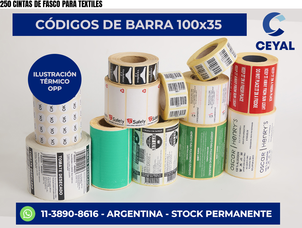 250 CINTAS DE FASCO PARA TEXTILES