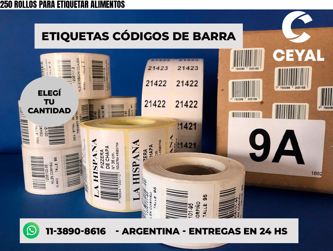 250 ROLLOS PARA ETIQUETAR ALIMENTOS