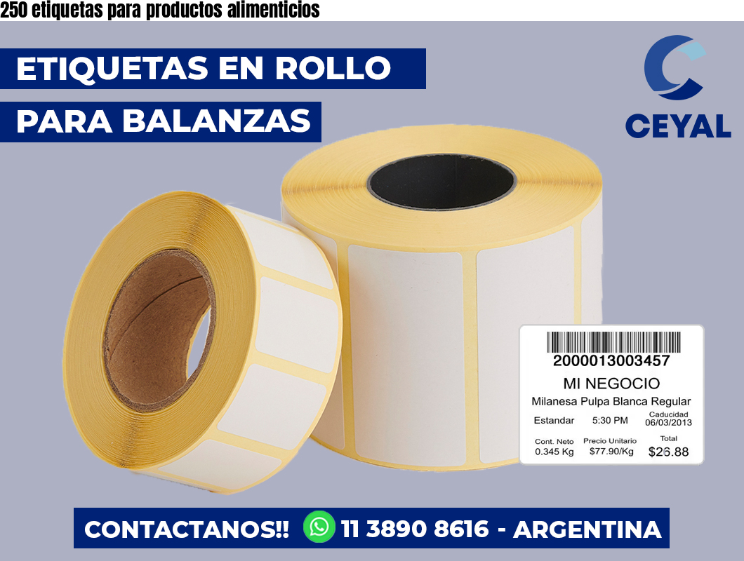 250 etiquetas para productos alimenticios