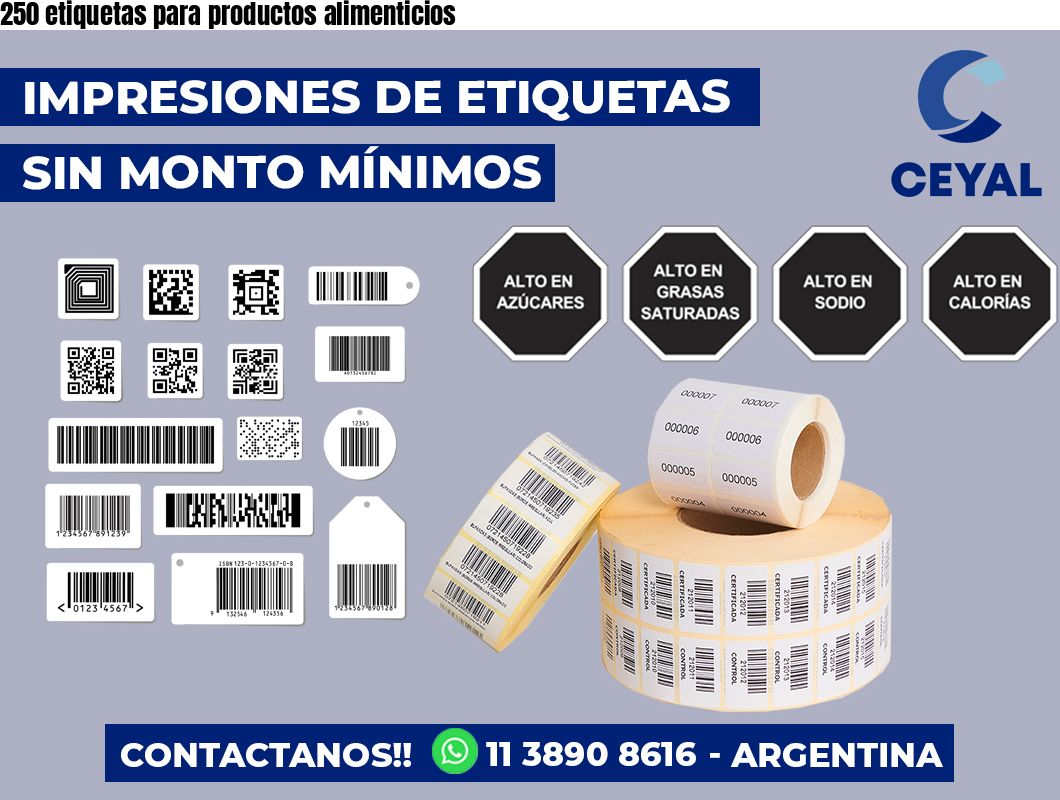 250 etiquetas para productos alimenticios