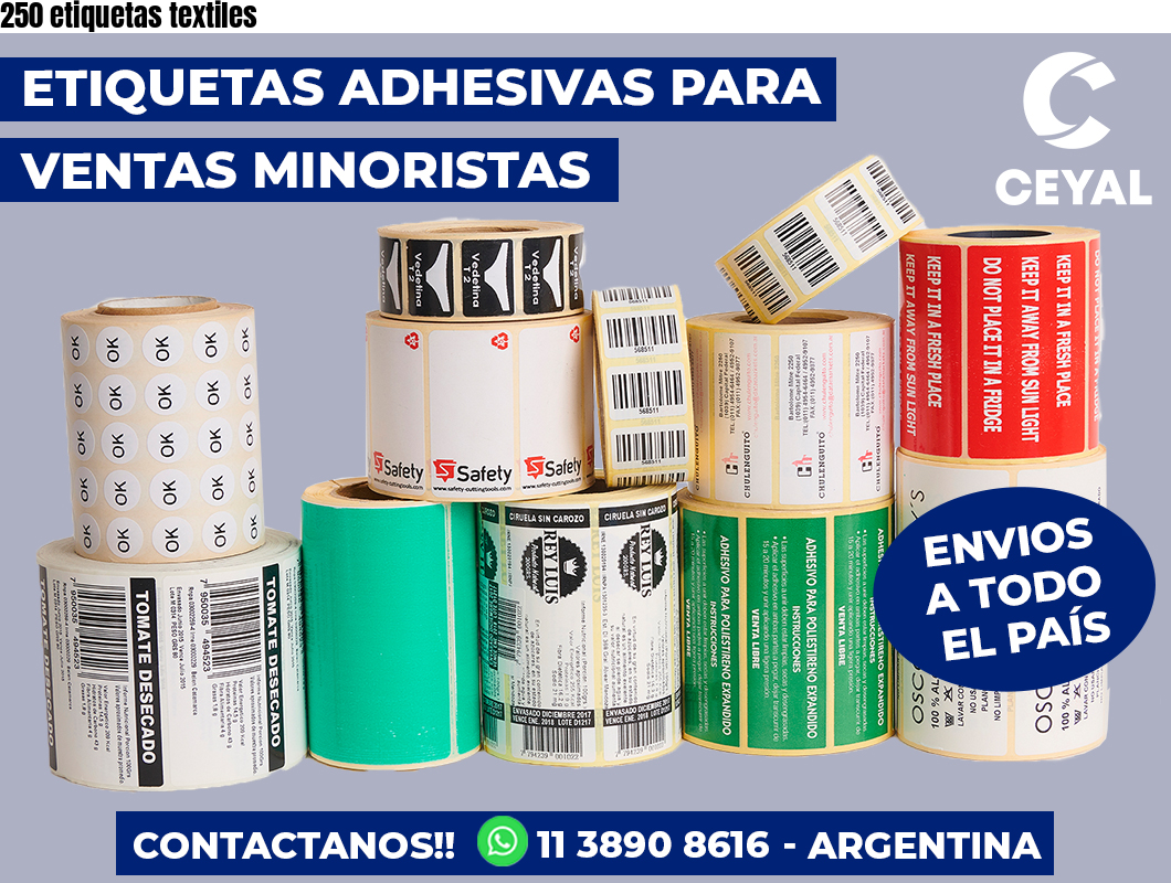 250 etiquetas textiles