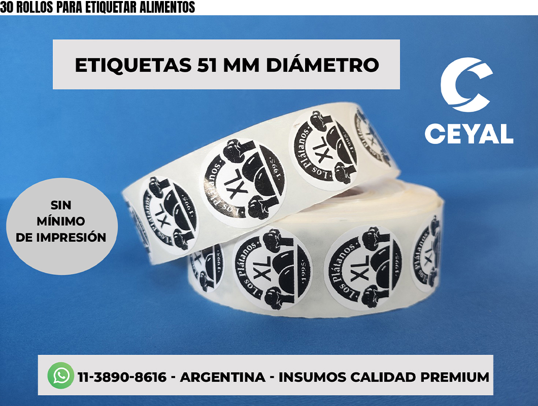 30 ROLLOS PARA ETIQUETAR ALIMENTOS