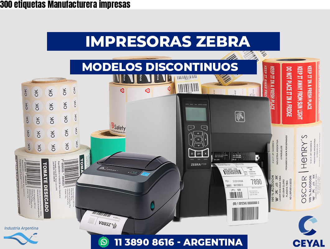 300 etiquetas Manufacturera impresas
