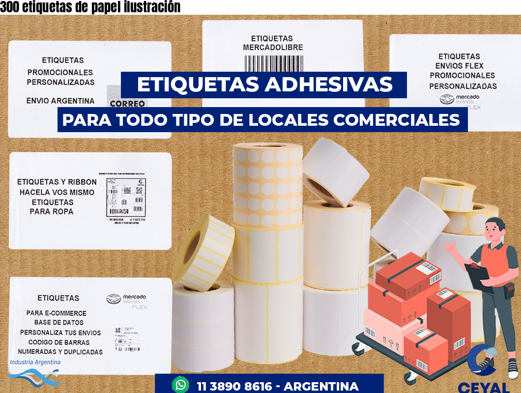 300 etiquetas de papel ilustración