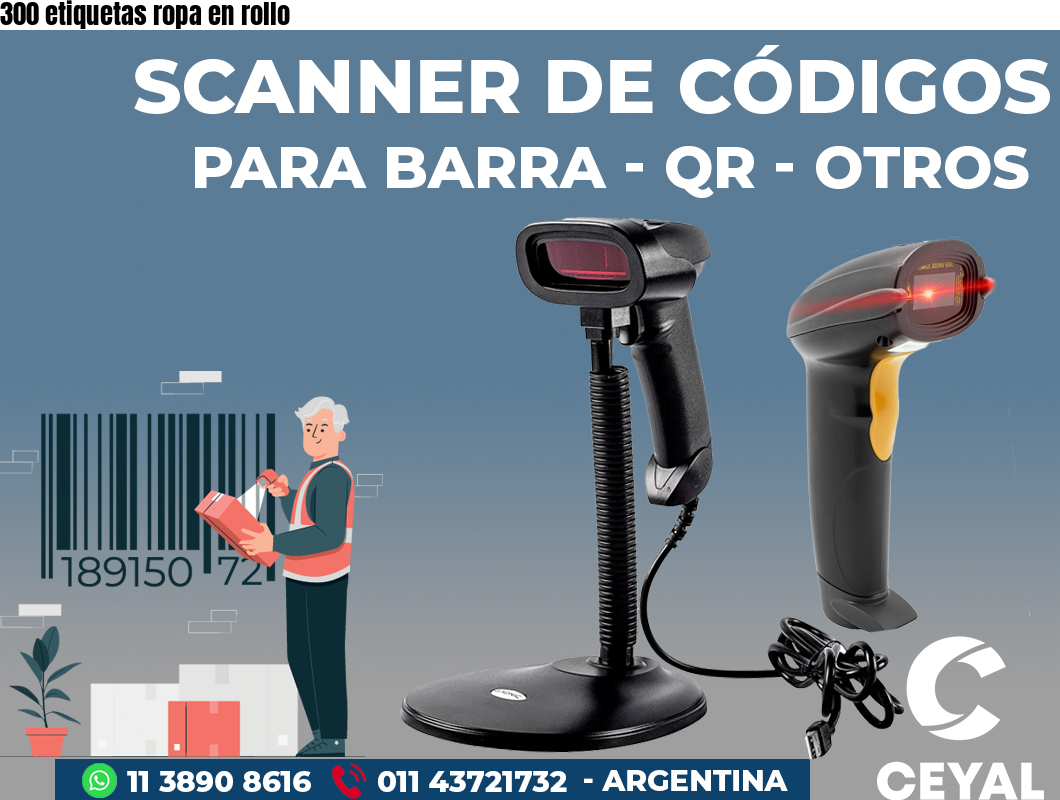 300 etiquetas ropa en rollo