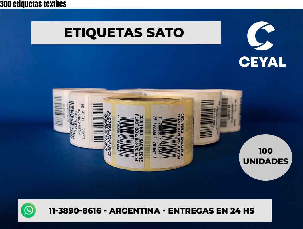300 etiquetas textiles