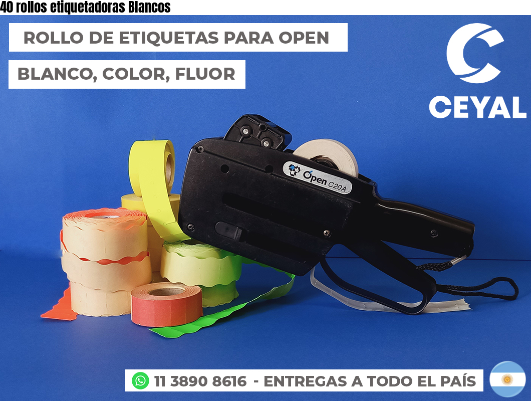 40 rollos etiquetadoras Blancos