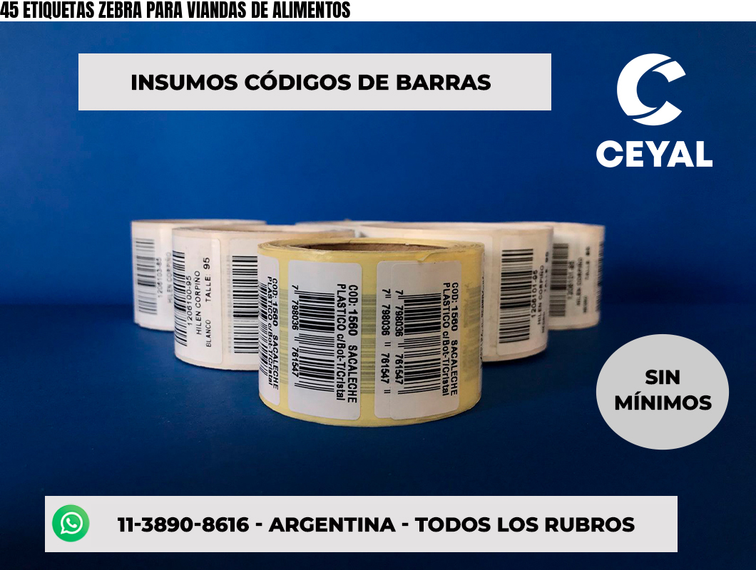 45 ETIQUETAS ZEBRA PARA VIANDAS DE ALIMENTOS