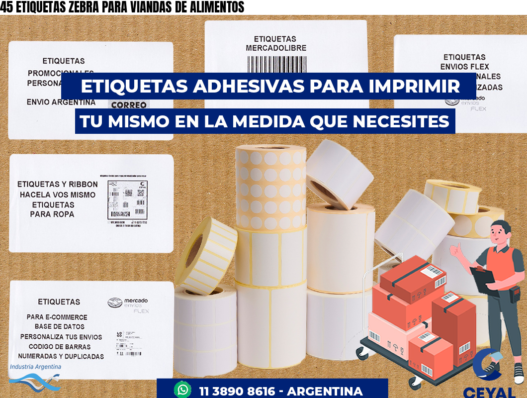 45 ETIQUETAS ZEBRA PARA VIANDAS DE ALIMENTOS