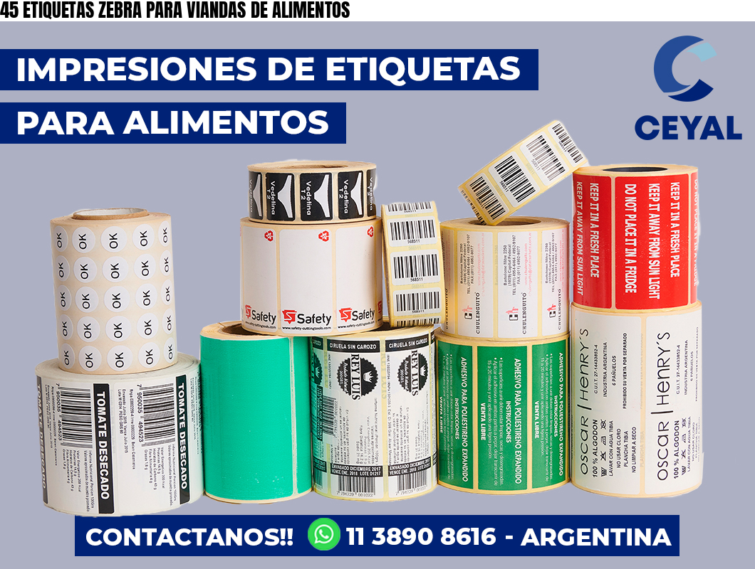 45 ETIQUETAS ZEBRA PARA VIANDAS DE ALIMENTOS
