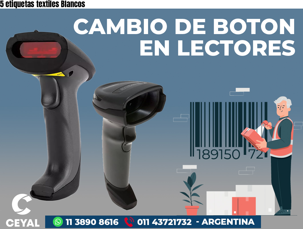 5 etiquetas textiles Blancos