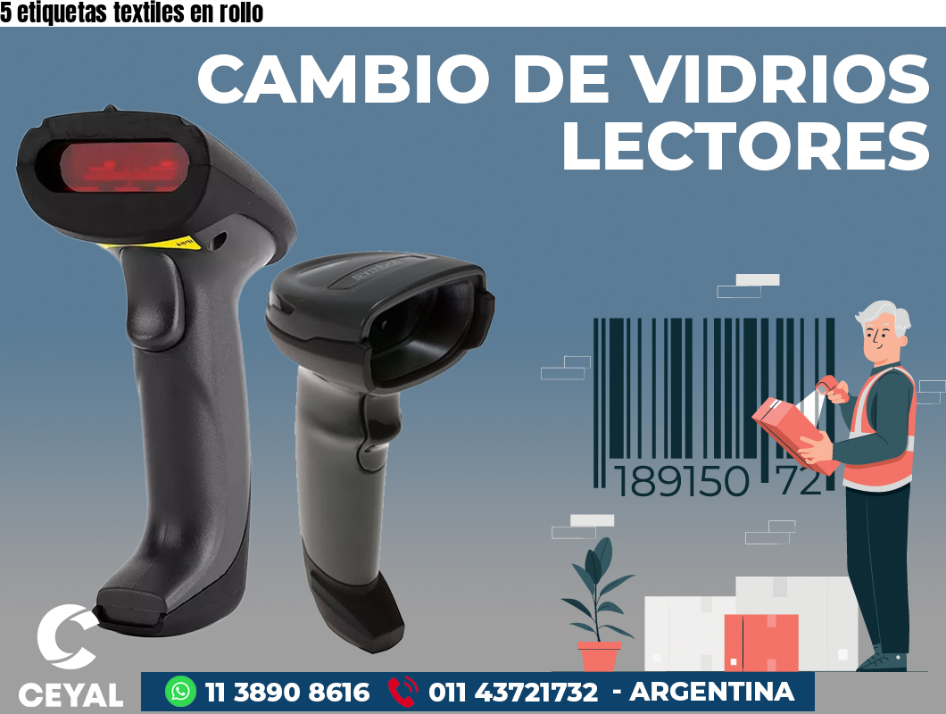 5 etiquetas textiles en rollo