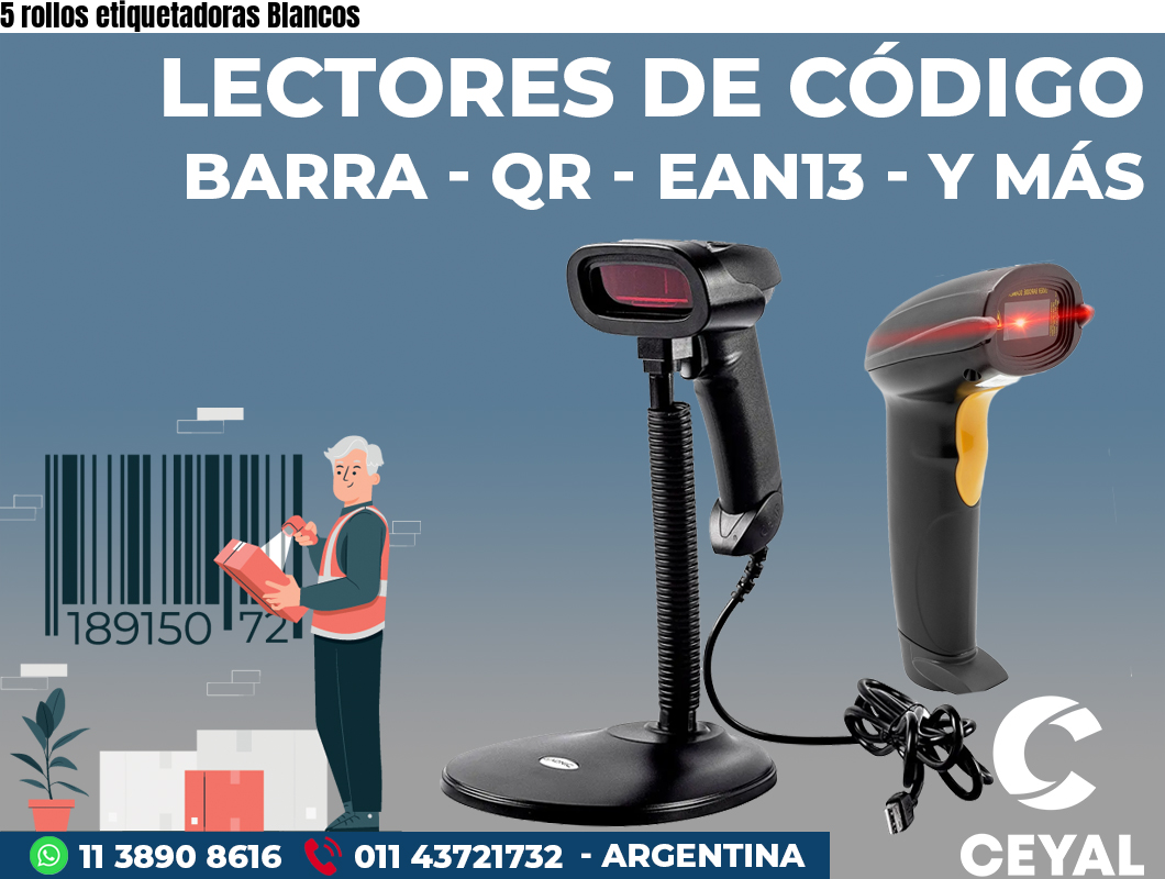 5 rollos etiquetadoras Blancos