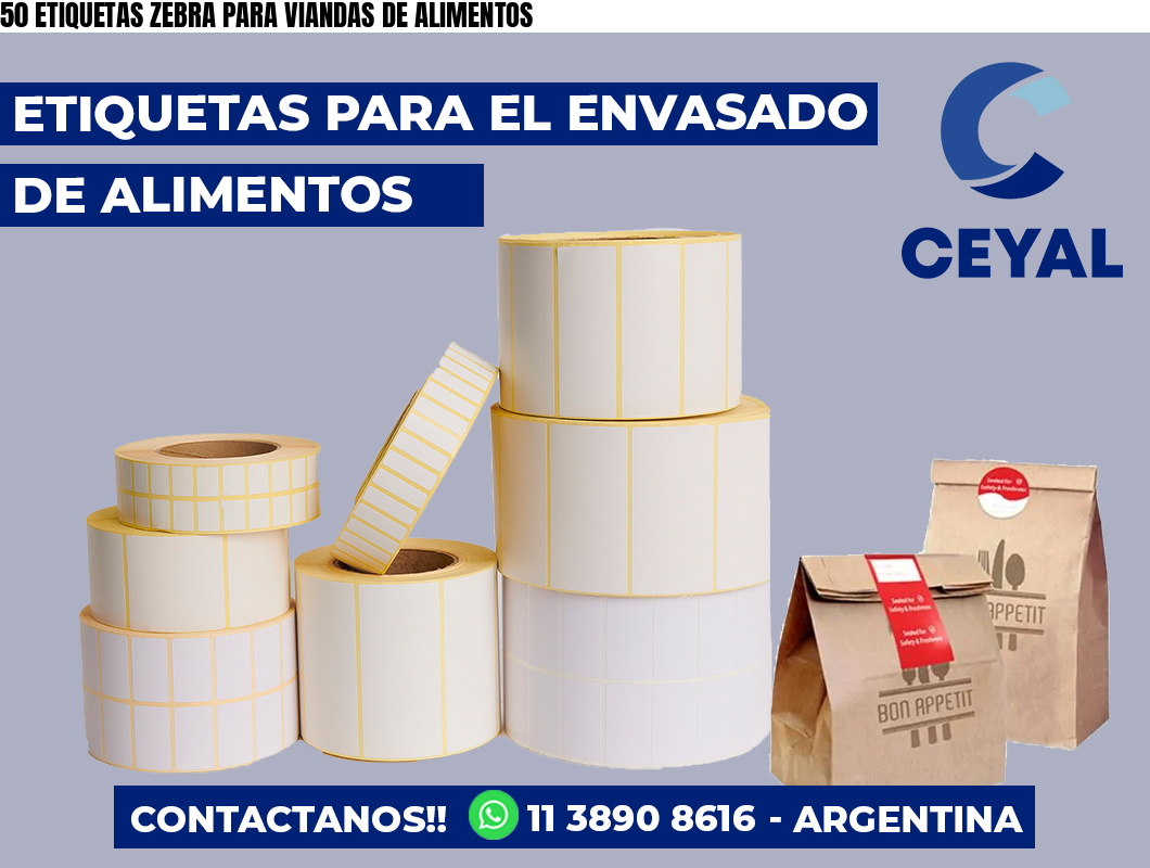 50 ETIQUETAS ZEBRA PARA VIANDAS DE ALIMENTOS