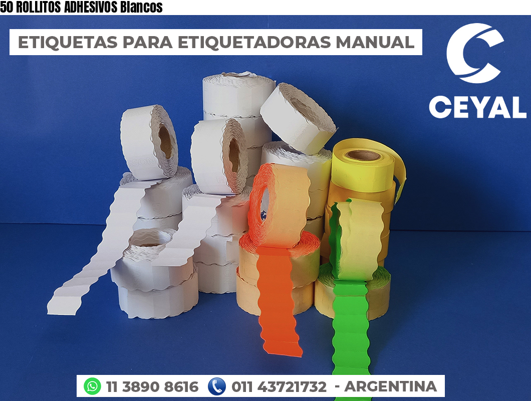 50 ROLLITOS ADHESIVOS Blancos