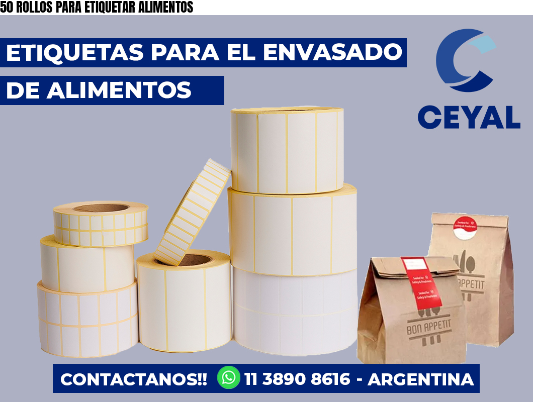 50 ROLLOS PARA ETIQUETAR ALIMENTOS