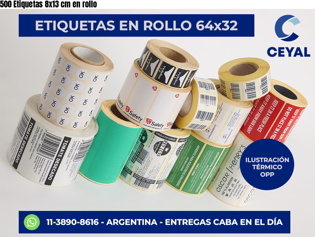 500 Etiquetas 8×13 cm en rollo