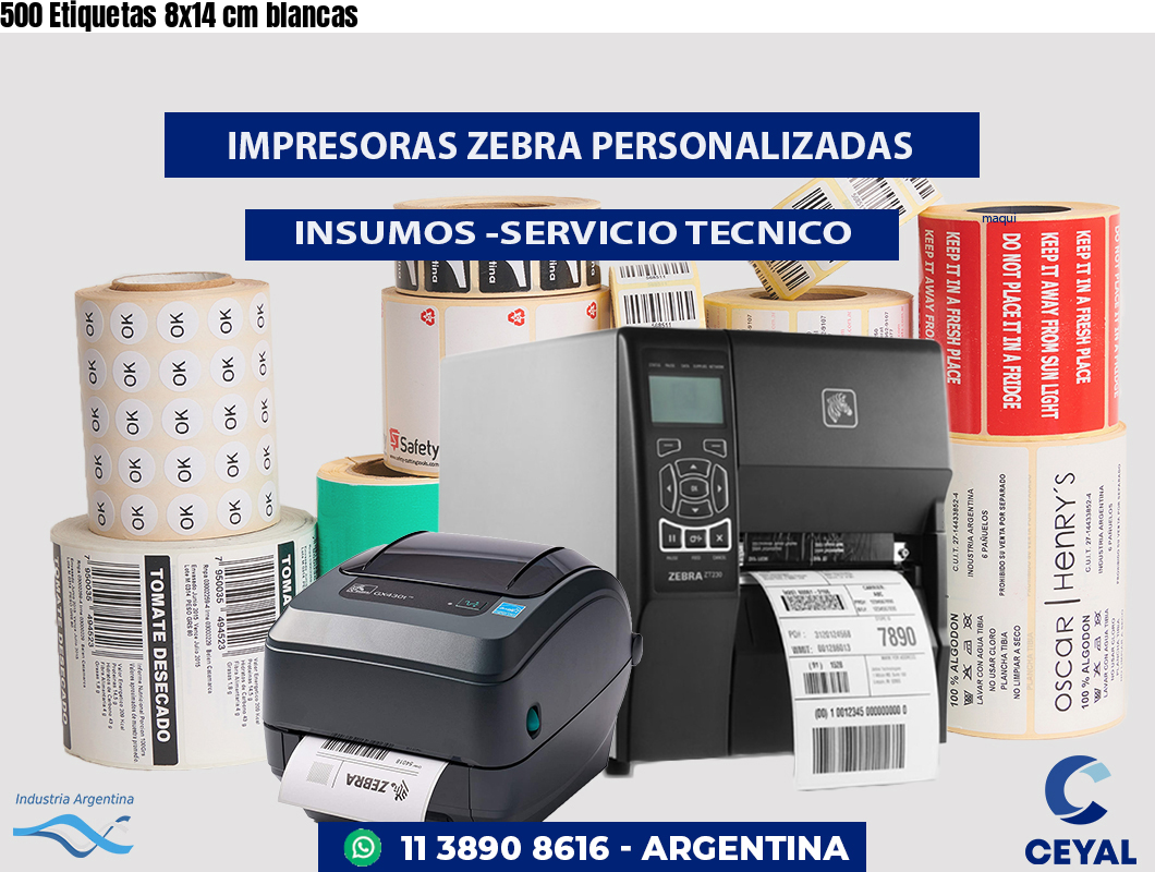 500 Etiquetas 8x14 cm blancas