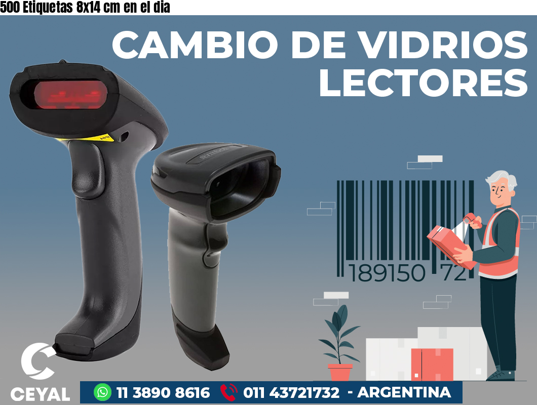 500 Etiquetas 8x14 cm en el dia