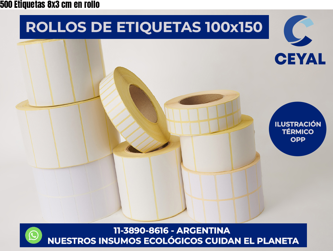 500 Etiquetas 8×3 cm en rollo
