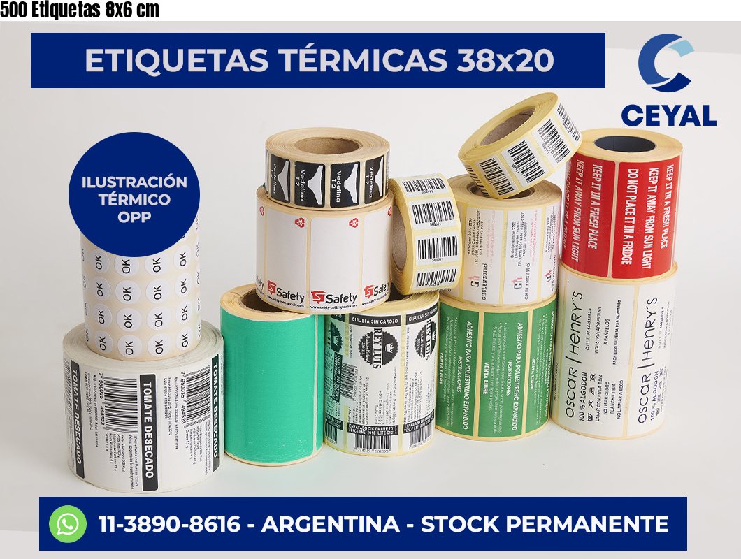 500 Etiquetas 8×6 cm