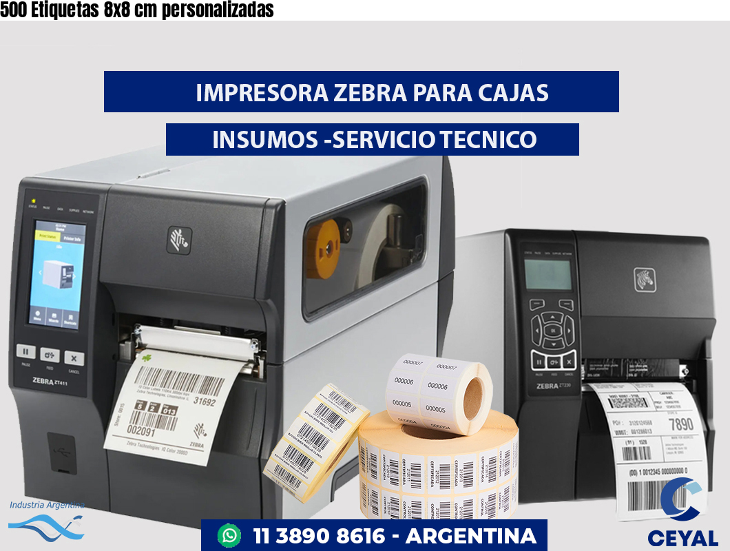 500 Etiquetas 8x8 cm personalizadas