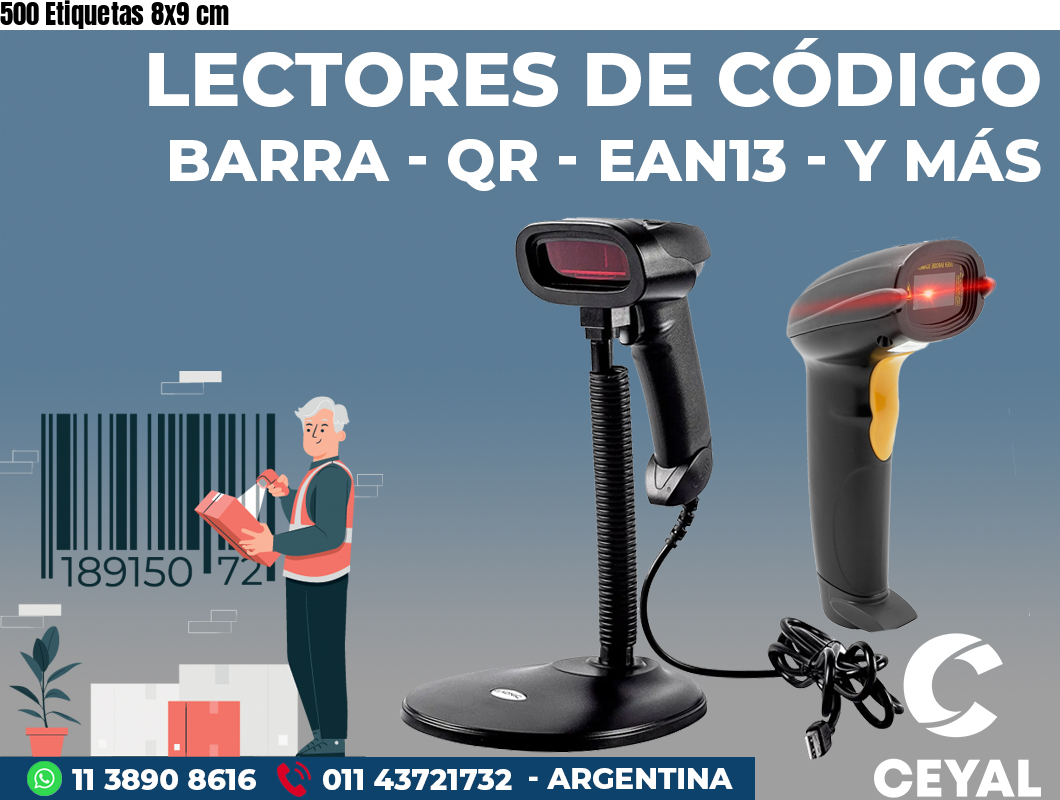 500 Etiquetas 8x9 cm