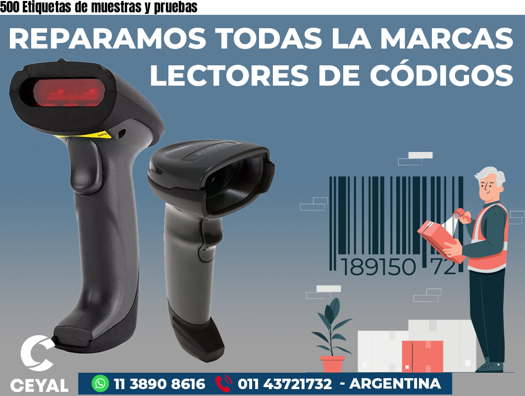 500 Etiquetas de muestras y pruebas