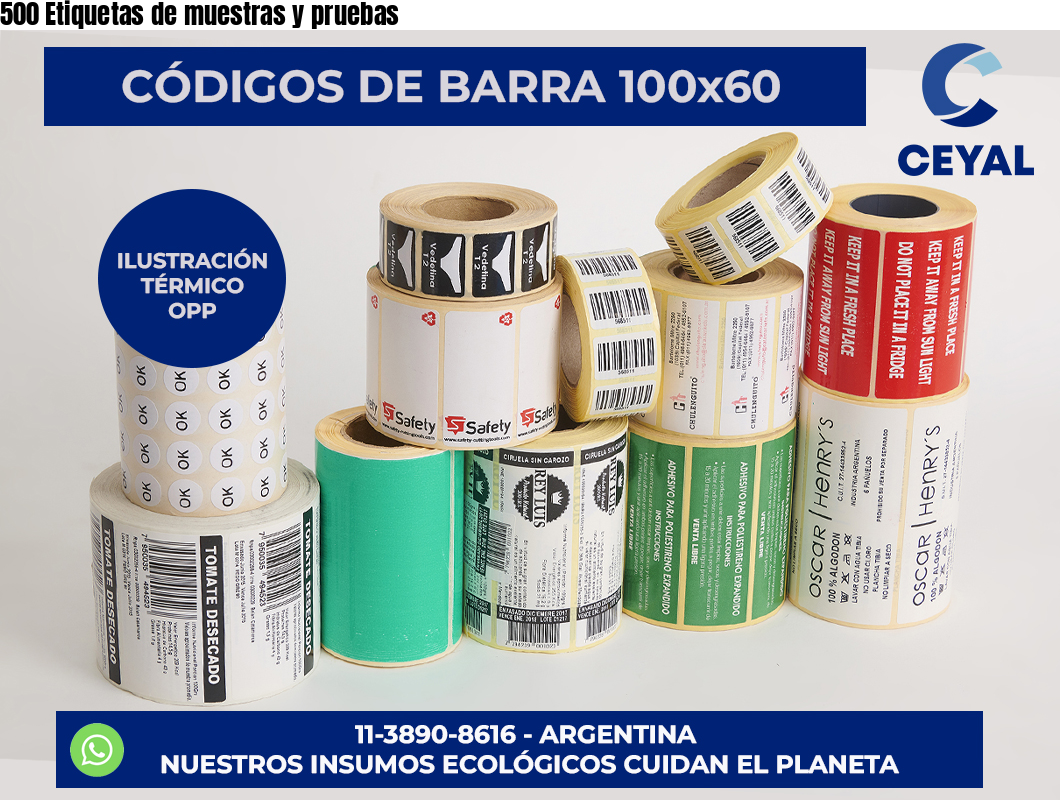 500 Etiquetas de muestras y pruebas