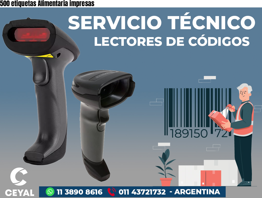 500 etiquetas Alimentaria impresas