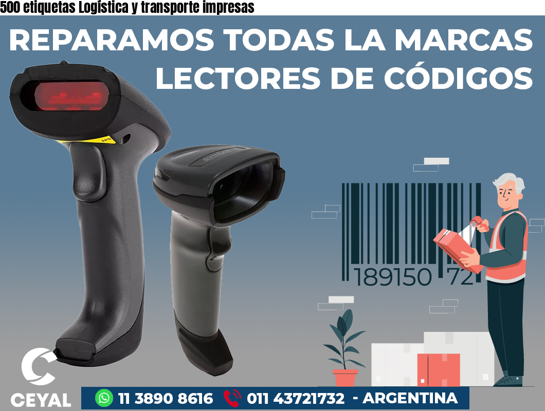 500 etiquetas Logística y transporte impresas