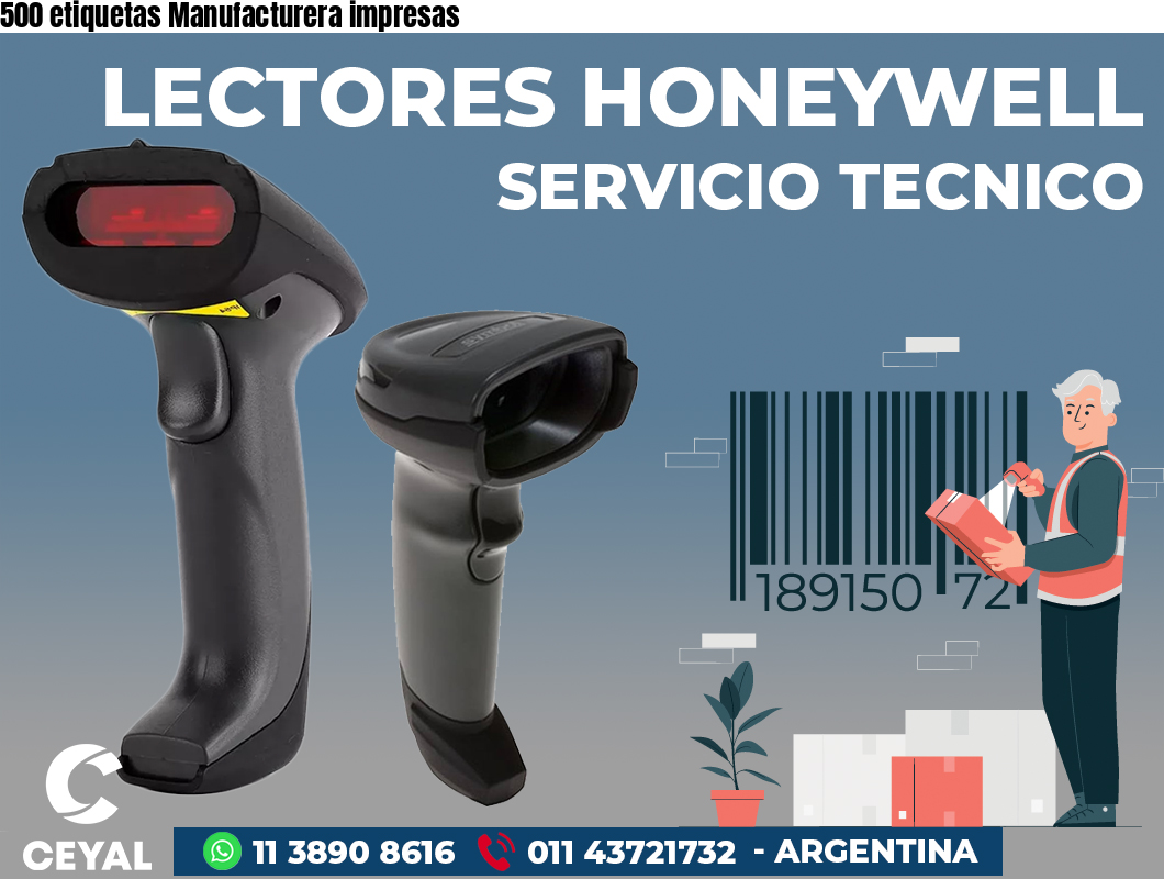 500 etiquetas Manufacturera impresas