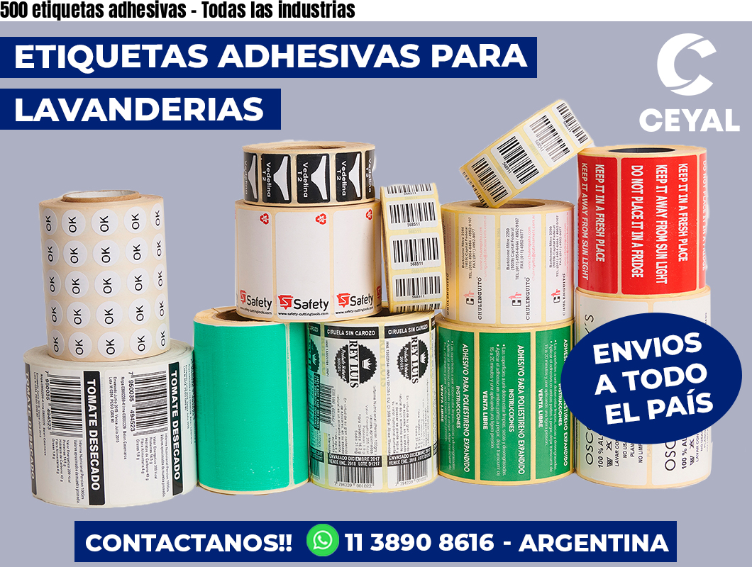 500 etiquetas adhesivas - Todas las industrias