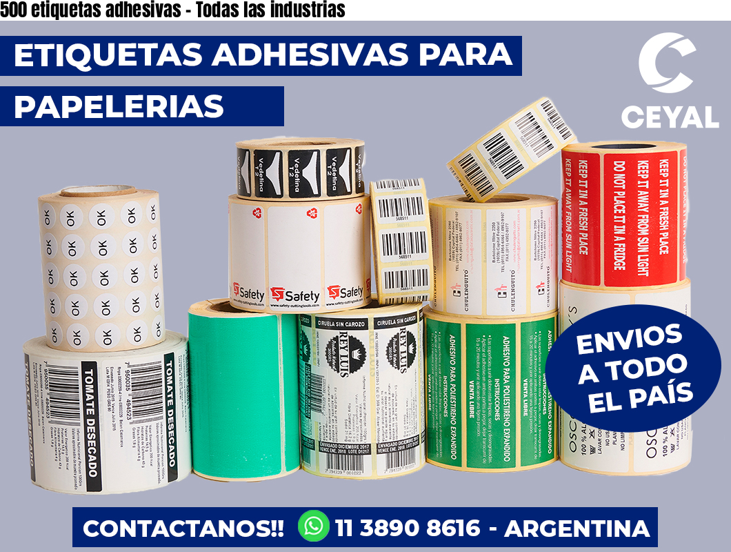 500 etiquetas adhesivas – Todas las industrias