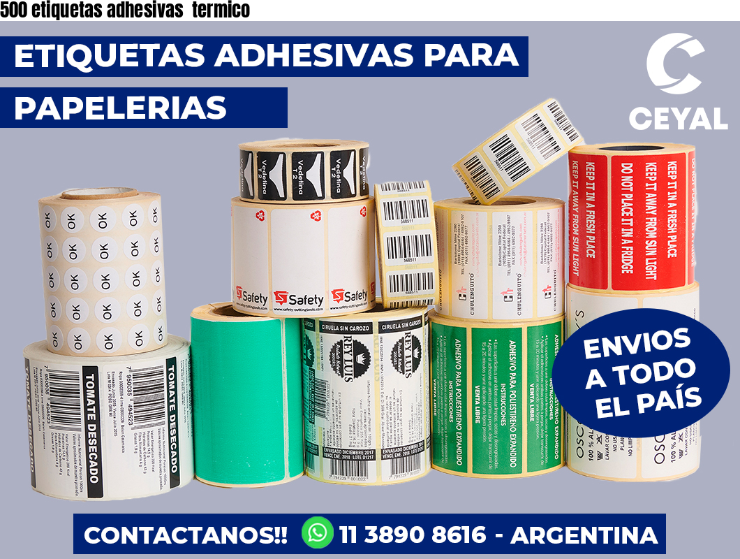 500 etiquetas adhesivas termico