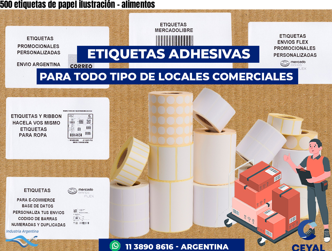 500 etiquetas de papel ilustración - alimentos