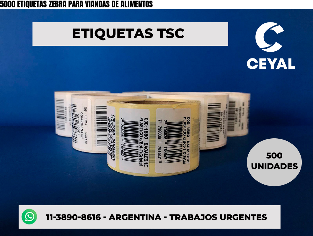 5000 ETIQUETAS ZEBRA PARA VIANDAS DE ALIMENTOS