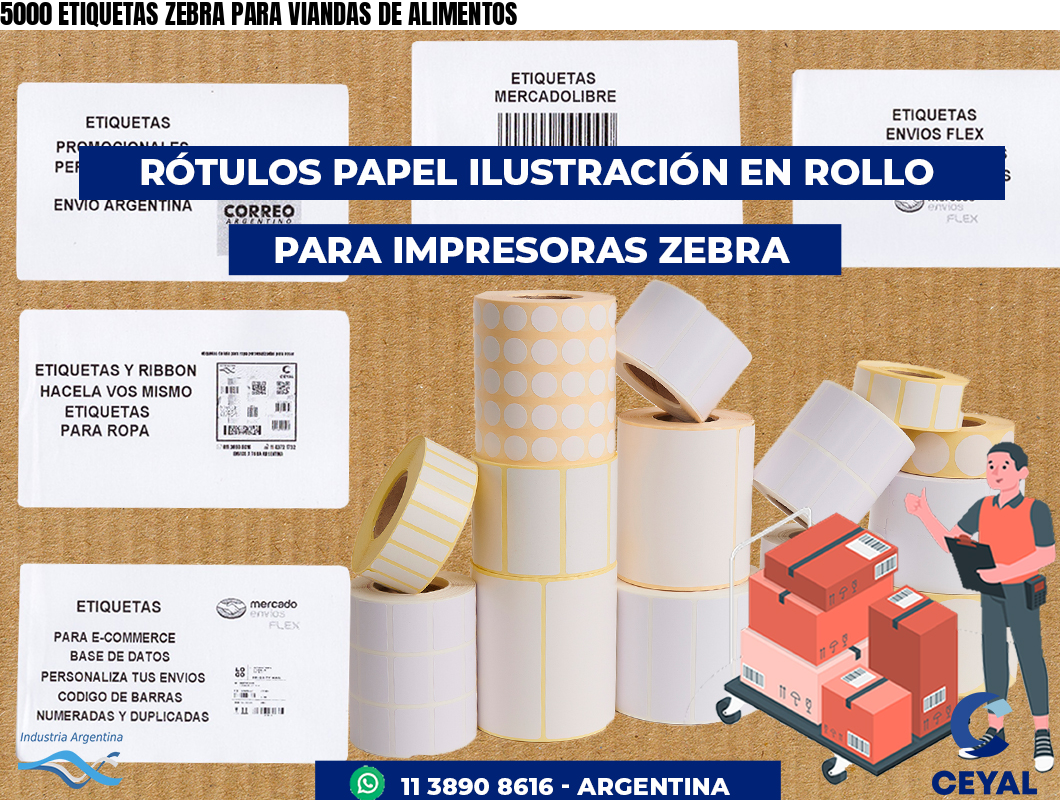 5000 ETIQUETAS ZEBRA PARA VIANDAS DE ALIMENTOS