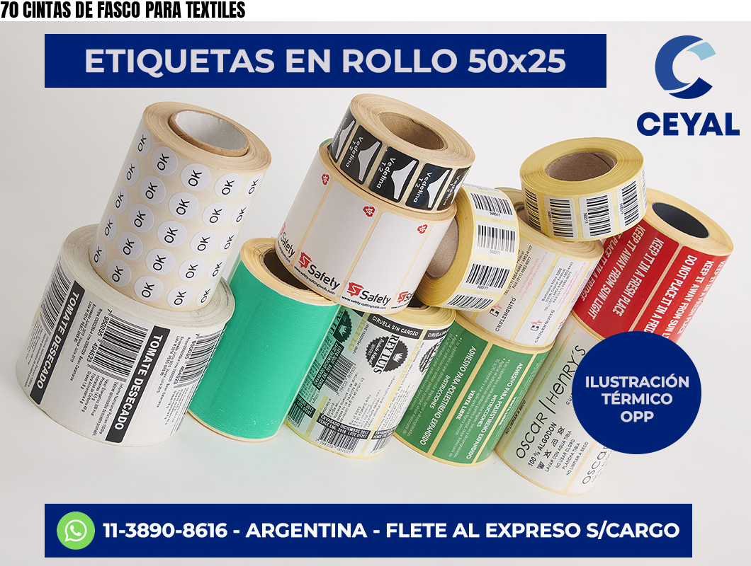 70 CINTAS DE FASCO PARA TEXTILES