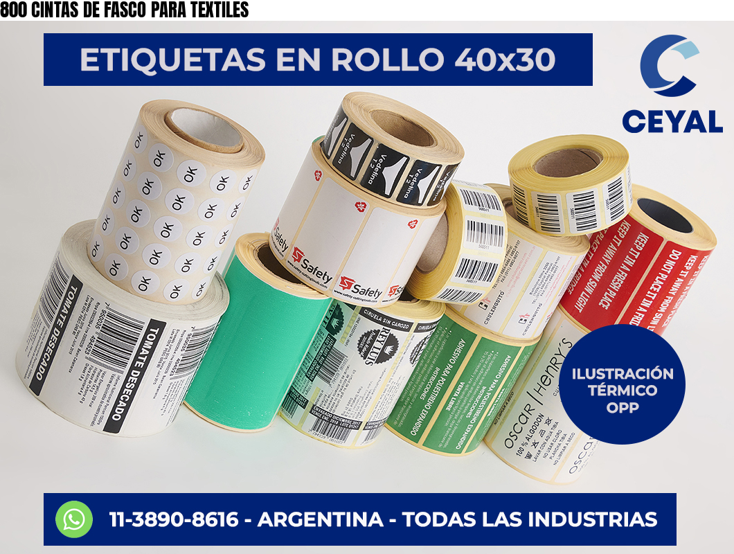 800 CINTAS DE FASCO PARA TEXTILES