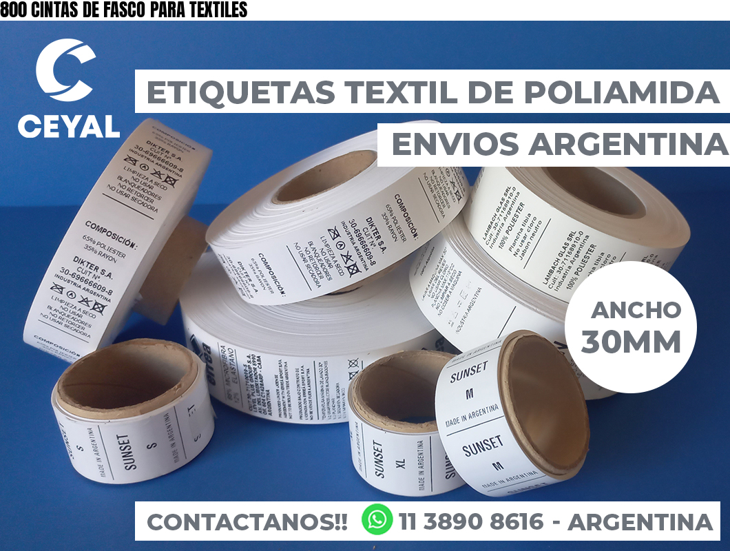 800 CINTAS DE FASCO PARA TEXTILES