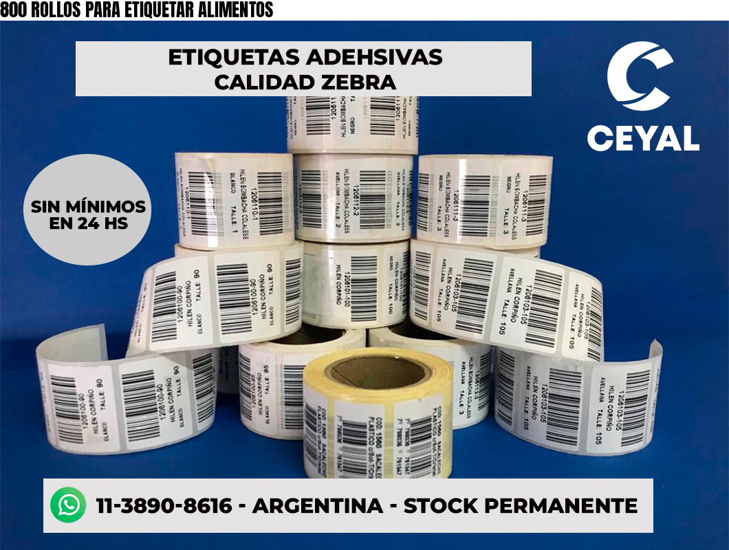 800 ROLLOS PARA ETIQUETAR ALIMENTOS