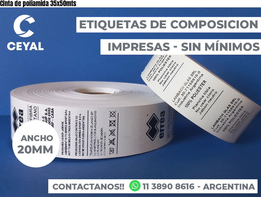 Cinta de poliamida 35x50mts