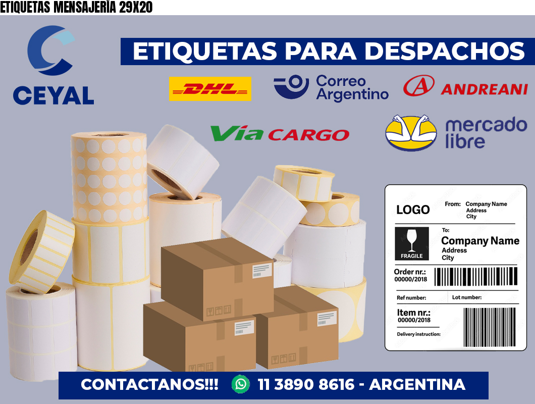 ETIQUETAS MENSAJERÍA 29X20