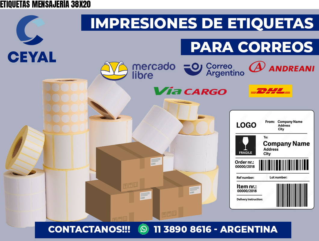 ETIQUETAS MENSAJERÍA 38X20
