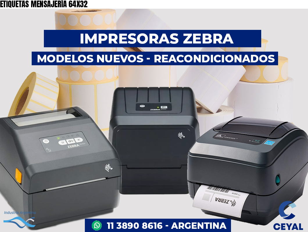ETIQUETAS MENSAJERÍA 64X32